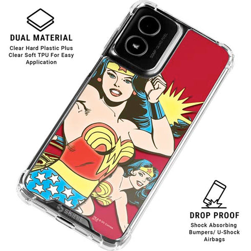 DC Comics Wonder Woman Vintage Action pose Moto G Power 5G (2024) Clear Case