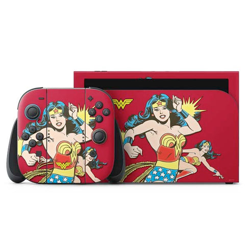 DC Comics Wonder Woman Vintage Action pose Nintendo Switch 2 (2025) with Joy-Con Skin