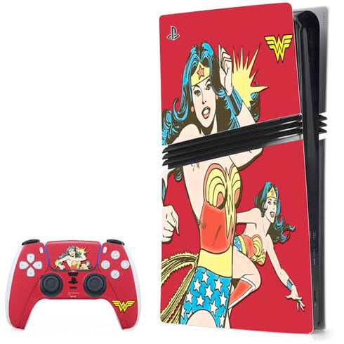 DC Comics Wonder Woman Vintage Action pose PS5 Pro Bundle Skin