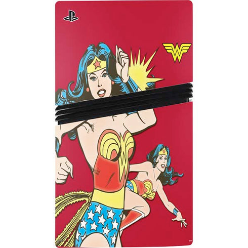 DC Comics Wonder Woman Vintage Action pose PS5 Pro Disk Bundle Skin