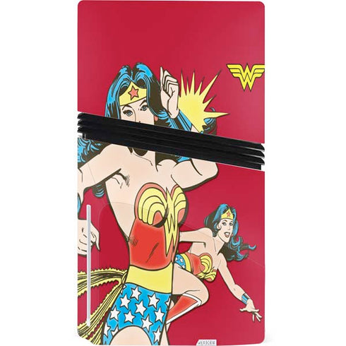 DC Comics Wonder Woman Vintage Action pose PS5 Pro Disk Bundle Skin