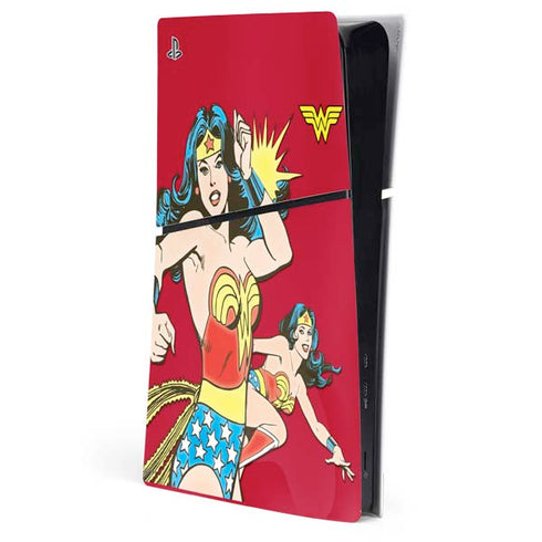 DC Comics Wonder Woman Vintage Action pose PS5 Slim Digital Edition Console Skin