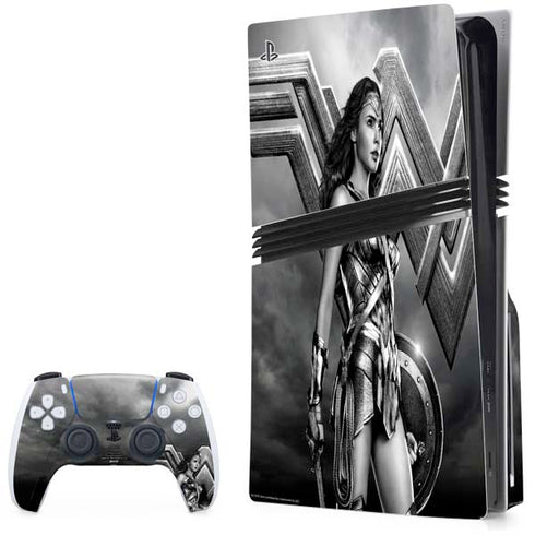 The Justice League (2017) Wonder Woman Poster PS5 Pro Disk Bundle Skin