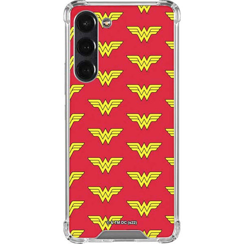 DC Comics Wonder Woman Logo Pattern Galaxy S24 FE Clear Case