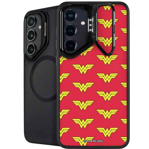 DC Comics Wonder Woman Logo Pattern Galaxy S25 Plus Kickstand Case