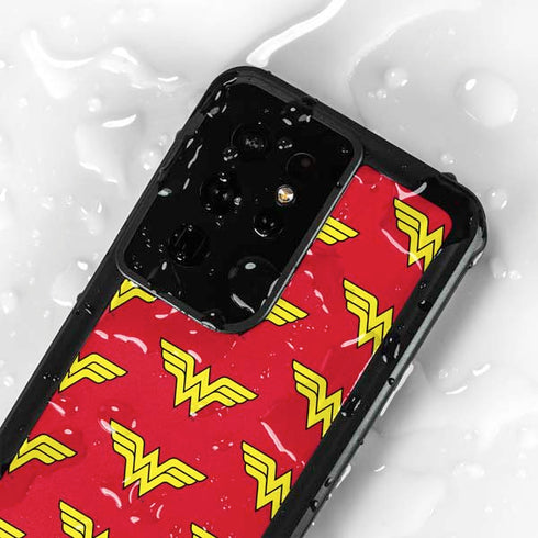 DC Comics Wonder Woman Logo Pattern Galaxy S24 Ultra Waterproof Case