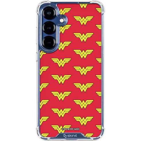DC Comics Wonder Woman Logo Pattern Galaxy S25 Clear Case