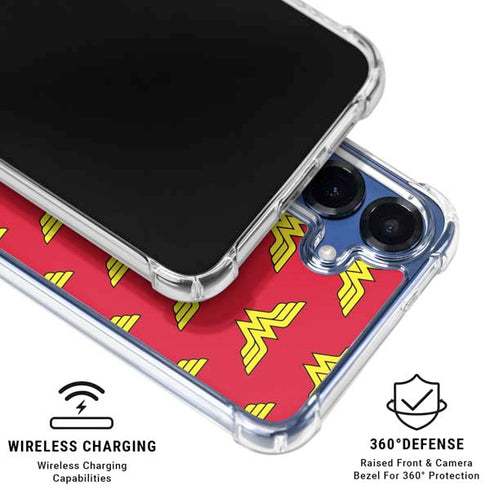 DC Comics Wonder Woman Logo Pattern Galaxy S25 Plus Clear Case