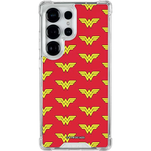 DC Comics Wonder Woman Logo Pattern Galaxy S25 Ultra Clear Case