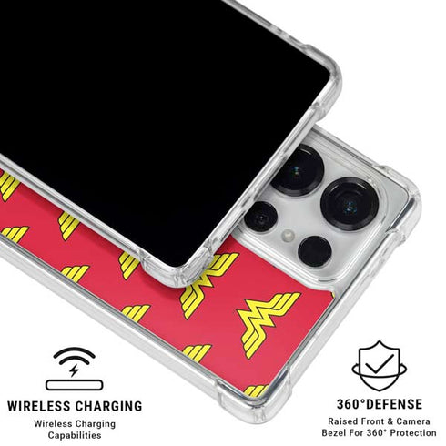 DC Comics Wonder Woman Logo Pattern Galaxy S25 Ultra Clear Case