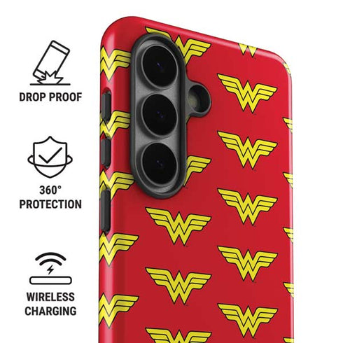 DC Comics Wonder Woman Logo Pattern Galaxy S26 Plus Impact Case