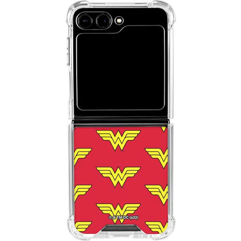 DC Comics Wonder Woman Logo Pattern Galaxy Z Flip6 Clear Case
