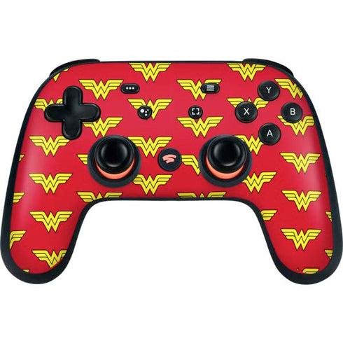 DC Comics Wonder Woman Logo Pattern Google Stadia Controller Skin