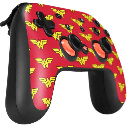 DC Comics Wonder Woman Logo Pattern Google Stadia Controller Skin