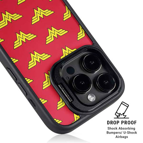DC Comics Wonder Woman Logo Pattern iPhone 14 Pro Kickstand Case