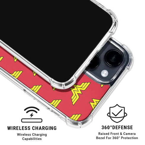 DC Comics Wonder Woman Logo Pattern iPhone 15 Clear Case