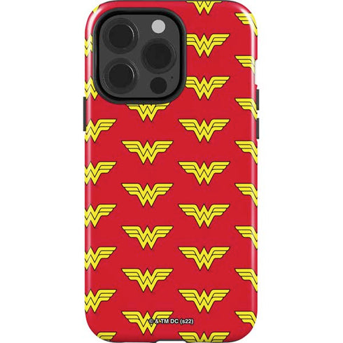 DC Comics Wonder Woman Logo Pattern iPhone 15 Pro Impact Case