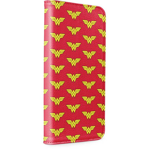 DC Comics Wonder Woman Logo Pattern iPhone 15 Pro Max Folio Case