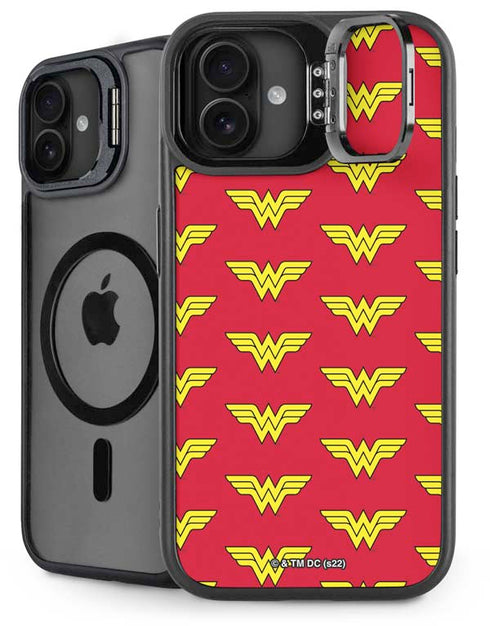 DC Comics Wonder Woman Logo Pattern iPhone 16 Plus Kickstand Case