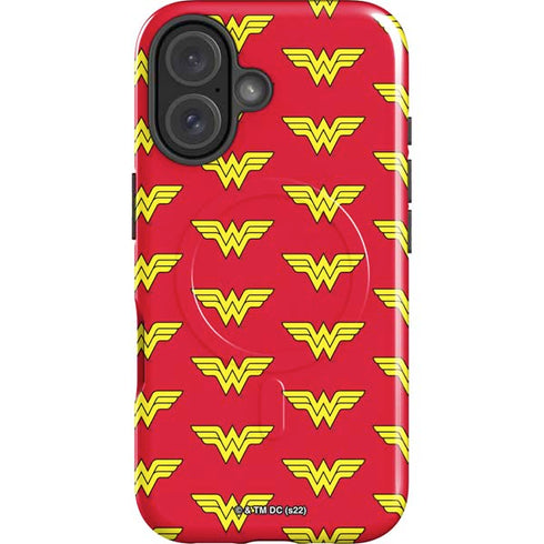 DC Comics Wonder Woman Logo Pattern iPhone 16 Plus Magsafe Impact Case