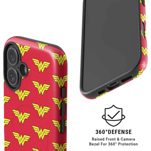 DC Comics Wonder Woman Logo Pattern iPhone 16 Plus Magsafe Impact Case