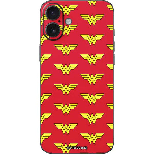 DC Comics Wonder Woman Logo Pattern iPhone 16 Plus Skin