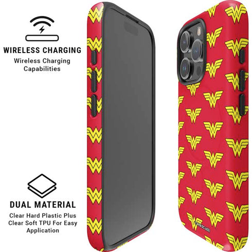 DC Comics Wonder Woman Logo Pattern iPhone 16 Pro Magsafe Impact Case