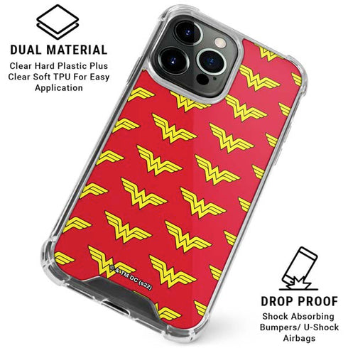 DC Comics Wonder Woman Logo Pattern iPhone 16 Pro Max Clear Case