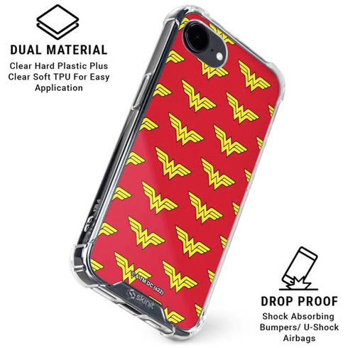 DC Comics Wonder Woman Logo Pattern iPhone 16e Clear Case