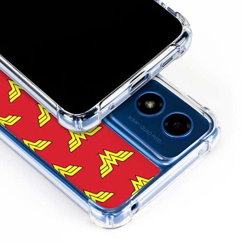 DC Comics Wonder Woman Logo Pattern Moto G 5G (2024) Clear Case