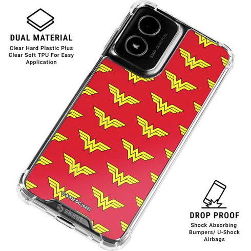 DC Comics Wonder Woman Logo Pattern Moto G Power 5G (2024) Clear Case