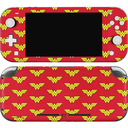 DC Comics Wonder Woman Logo Pattern Nintendo Switch Lite Skin