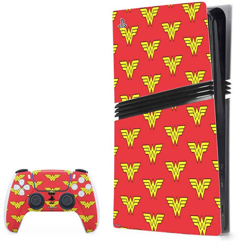 DC Comics Wonder Woman Logo Pattern PlayStation PS5 Skins