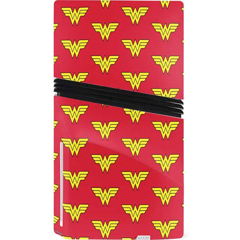 DC Comics Wonder Woman Logo Pattern PS5 Pro Disk Console Skin