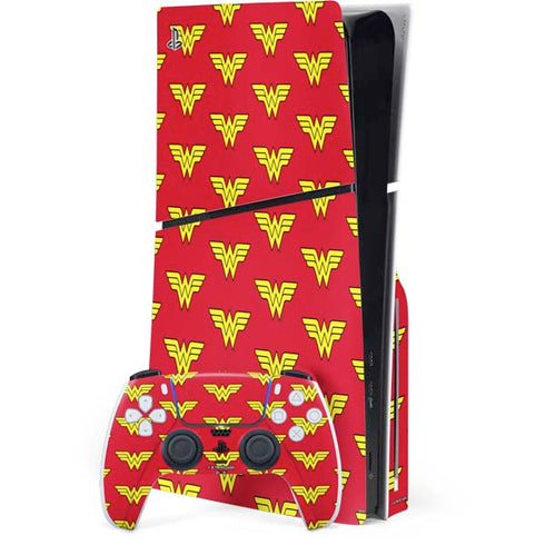 DC Comics Wonder Woman Logo Pattern PlayStation PS5 Skins