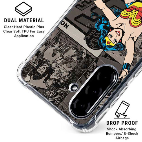 DC Comics Wonder Woman Vintage pose pattern Galaxy A36 5G Clear Case