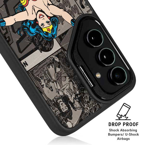 DC Comics Wonder Woman Vintage pose pattern Galaxy S25 Ultra Kickstand Case