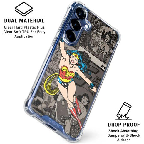 DC Comics Wonder Woman Vintage pose pattern Galaxy S25 Plus Clear Case