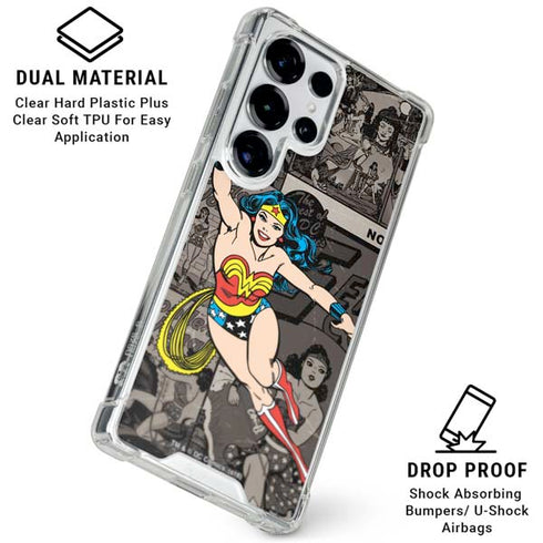 DC Comics Wonder Woman Vintage pose pattern Galaxy S25 Ultra Clear Case