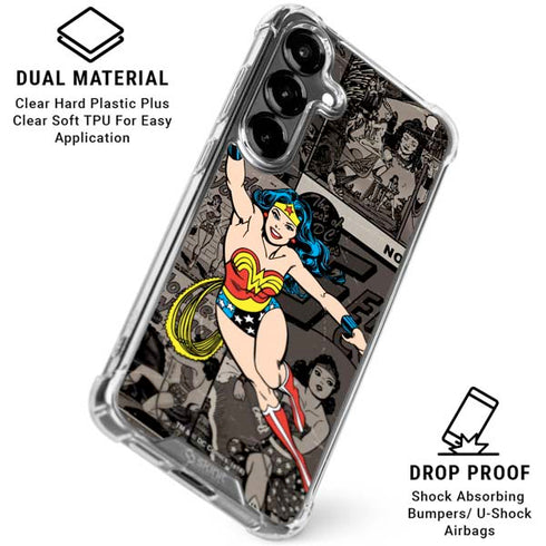 DC Comics Wonder Woman Vintage pose pattern Galaxy S26 Clear Case