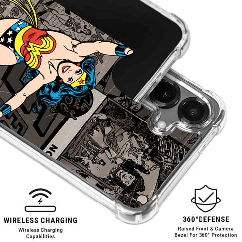 DC Comics Wonder Woman Vintage pose pattern Galaxy S26 Plus Clear Case