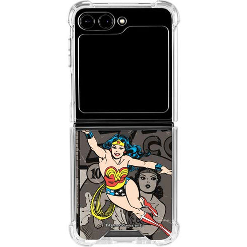 DC Comics Wonder Woman Vintage pose pattern Galaxy Z Flip6 Clear Case