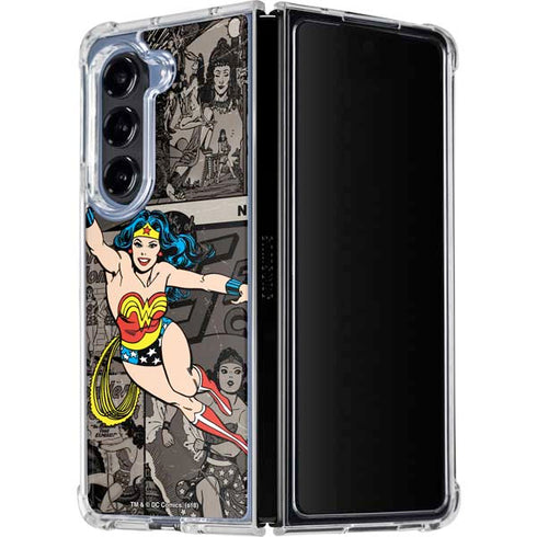 DC Comics Wonder Woman Vintage pose pattern Galaxy Z Fold5 5G Clear Case