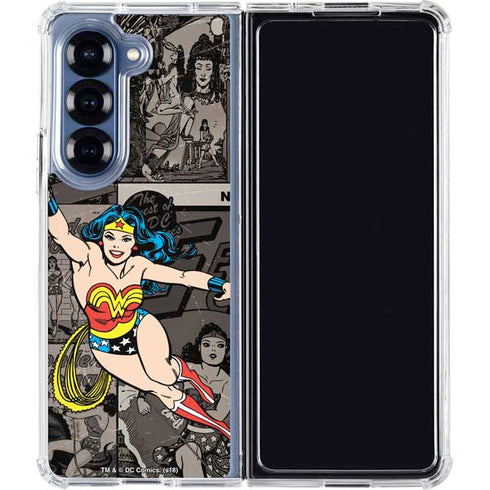 DC Comics Wonder Woman Vintage pose pattern Galaxy Z Fold6 Clear Case