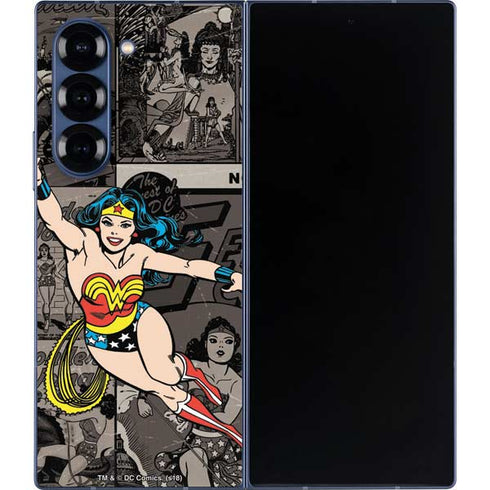 DC Comics Wonder Woman Vintage pose pattern Galaxy Z Fold6 Skin