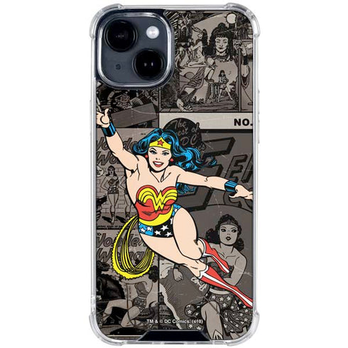 DC Comics Wonder Woman Vintage pose pattern iPhone 15 Clear Case