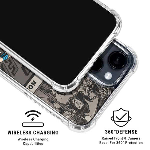 DC Comics Wonder Woman Vintage pose pattern iPhone 15 Clear Case
