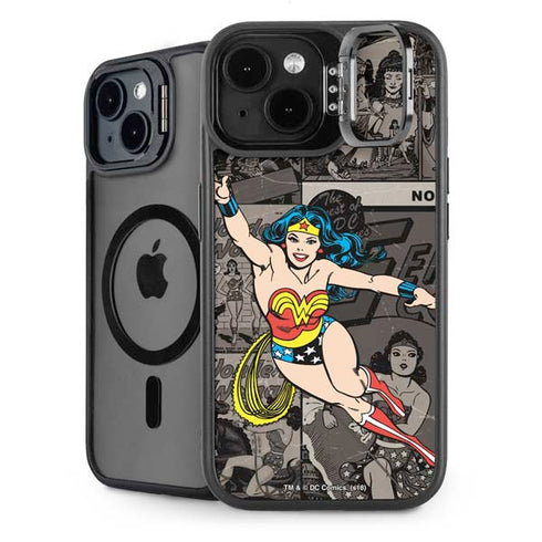 DC Comics Wonder Woman Vintage pose pattern iPhone 15 Plus Kickstand Case