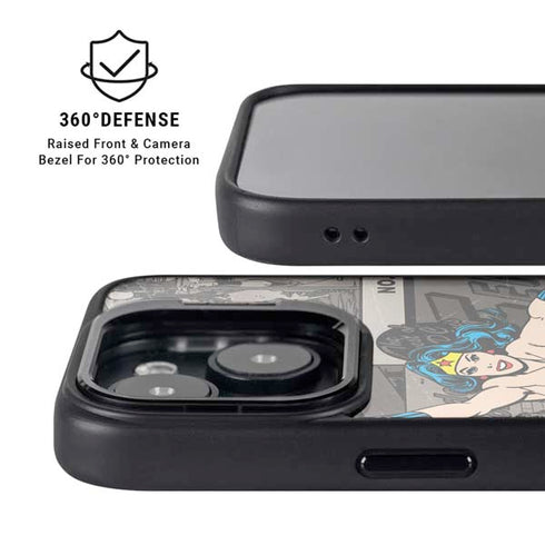 DC Comics Wonder Woman Vintage pose pattern iPhone 15 Plus Kickstand Case