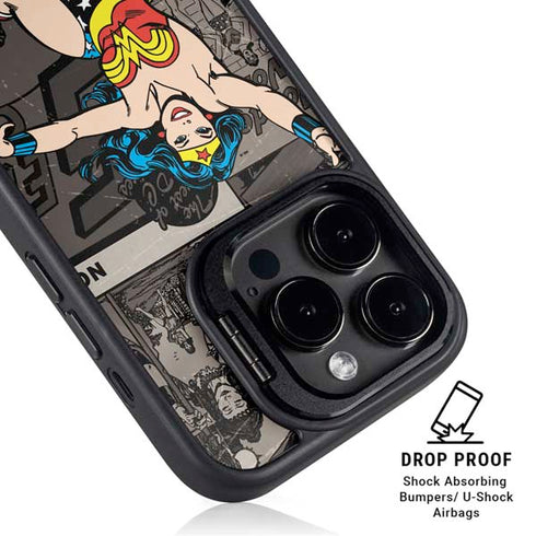 DC Comics Wonder Woman Vintage pose pattern iPhone 15 Pro Kickstand Case